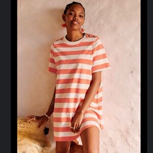 Sezane Selena Dress Orange/Ecru Size Medium